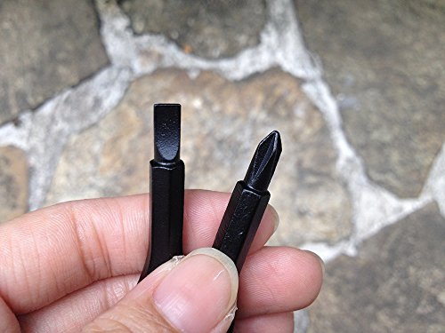 EKLOEN Outdoor Multifunctional Pocket Mini Tool Screwdriver with Keychain (2 Piece Black and 2 Piece Silver) - Thumbnail 3