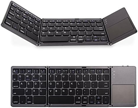 Bluetooth Keyboard, Xboun Foldable Bluetooth Keyboard, Rechargeable Portable Mini Bluetooth Keyboard with Touchpad for iOS, Android, Windows, PC, Tablets and Smartphone, Dark Gray