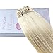 Moresoo Platinum Blonde Clip in Hair Extensions 22 Inch 7 Pieces/Pack Clip in Real Human Hair Extensions Extensions 120g Per Set