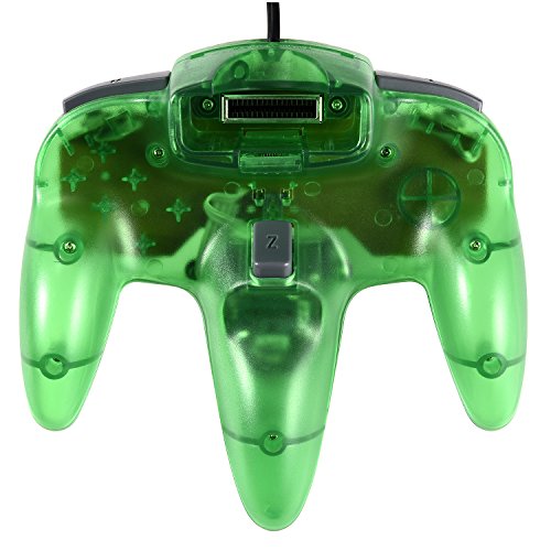 2 Pack Classic Controller for N64 Gaming, miadore Wired Retro Game Pad Joystick Remote Joypad for N64 Video Game System N64 Console - Jungle Green