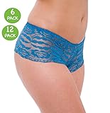Unique Styles 6-Pack or 12-Pack Lace Boyshorts Panties - Assorted Colors