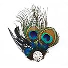 yueton?Peacock Feather Hair Clip Pin Bridal Wedding Dance Party Hair Accessory