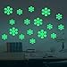 Christmas Snowflakes Wall Decals Decorations Glow in the Dark, Feskin Snow Flowers Window Stickers for Xmas Party Kids Home Room Decor