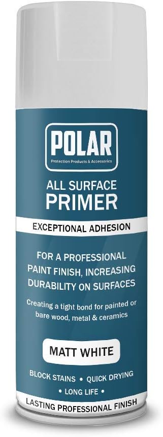 Polar All Surface Primer Spray Paint, 400ml, Matt White, Quick Drying Undercoat, Easy Spray Primer with Strong Adhesion