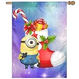 Yex Decorative Garden Flag Minions And Christmas House Party Sports Game Banner One Size