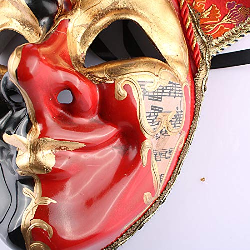 Black Red Venetian Music Jester Joker Mask Masquerade Halloween Party Bell Wall Decorative Art Collection Mask
