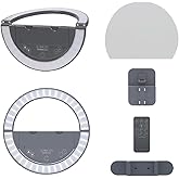 GLAMCOR Sunrise ECO Plus Pro Kit - Portable & Foldable LED Ring Light: Selfie Light & Content Creator Kit | HD Adjustable Color Temperature, Flicker-Free, with Phone Holder & Remote (Grey)