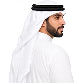 HOMELEX Keffiyeh Arab Head Scarf for Men Shemagh Turban | Men's keffiyeh head scarf for Arab costume styling; 54x60 in wrap, machine washable, with color and aqel set options.