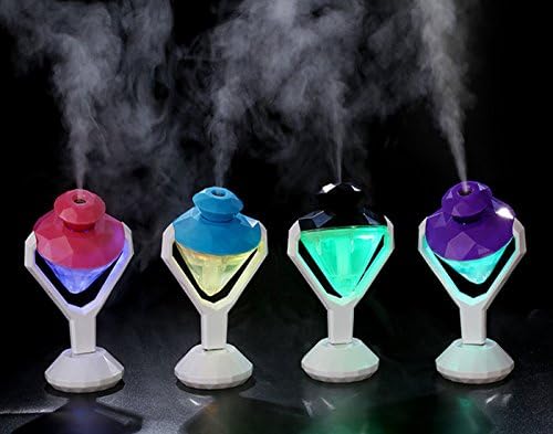 WQWLd Mini USB Portable Detachable Travel Home/Car Diamond Shape Air Humidifier Atomizer Aroma Diffuser Purifier With LED Night Colourful Light (Black)