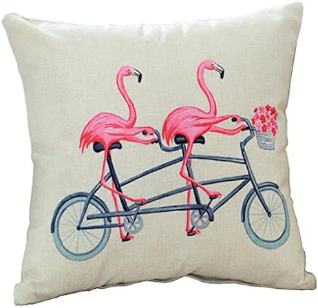 Plbfgfcover Flamingo Print Cotton Linen Decorative Throw Pillow Cover Cushion Case Pillowcase (24X24In)