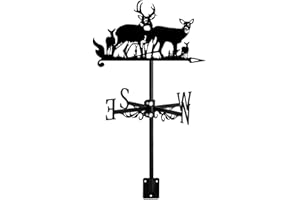 ZNEL Weather Vane with Animals Metal Silhouette Ornament Roof Mount for Garden Fence & Shed Outdoor Farm Scene Yard Patio Decorations Direction Indicator,Deer & Fawn