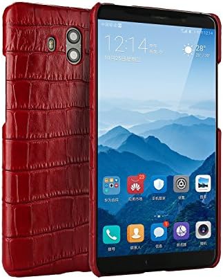 SORUIFUN for HUAWEI MATE 10 Case, MATE 10 Case Genuine Leather Texture Hard Back Case Slim Fit Protective Cover Snap on Case Available for MATE 10-Red
