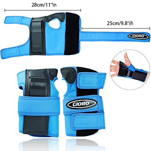 GIORO Adult/Child's Multi Sports Protective Gear, 3 in 1 Set Knee Pads Elbow Pads Wrist Guards for Skateboarding Skating Cycling Climbing Biking BMX Bicycle Scooter (Blue, Adult/Youth) - Thumbnail 5