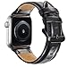 MAPUCE Compatible with Apple Watch Band 45mm 44mm 42mm for iWatch Bands Series 8, 7 6 SE 5 4 3 2 1, Genuine Leather Band Replacement Strap Wristband for Men, Quick and Easy Install (Black)
