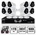 Night Owl Security, 8 Channel 1080 Lite HD Analog Video Security System with 1 TB HDD and 8 x 1080p HD Wired Cameras (White)
