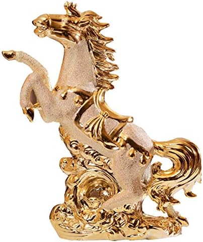 Home Craft Ornaments Fashion Exquisite Decoration Modern Porcelain Sculpture Artwork Art Decoration Golden Horse - Creative Ceramics Figurines Desk Ornaments Statue Living Room Café Bar Decor Man Woma