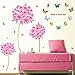 Wall Decal Pink Flowers Blue Butterflies Home Sticker House Wallpaper Removable Living Room Bedroom Art Picture Murals DIY Stick Girls Boys Kids Nursery Baby + Gift Butterflies