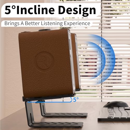 suptek 1 Pair Desk Speaker Stands with Vibration Absorbing Pads, Metal Speaker Stands for Speakers up to 33 lbs Each, Desktop Audio Stand for
