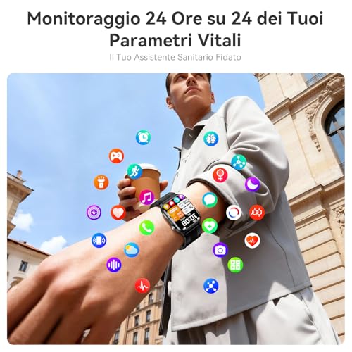 iSo Tech AMOLED Smart Watch for Men and Women with Blood Pressure and ECG, 2.06 Inches Smart Health Watch with Air Pump and Airbag, 24/7 Heart Rate Monitor Sleep SpO₂ Temperature HRV and Stress