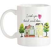 Fonhark - I Wish You Lived Next Door Houses, Bestie Best Friend Family Mug, 11 Oz Novelty Coffee Mug/Cup, White