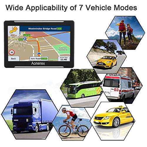 GPS Navigation for Car, Aonerex 7 inch HD 8GB&256MB GPS Navigation System,Spoken Turn- to-Turn Traffic Alert Vehicle Car GPS Navigator,Lifetime Free Map Updates