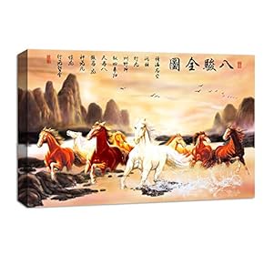 NWT Canvas Wall Art Chinese Eight Horses Painting...