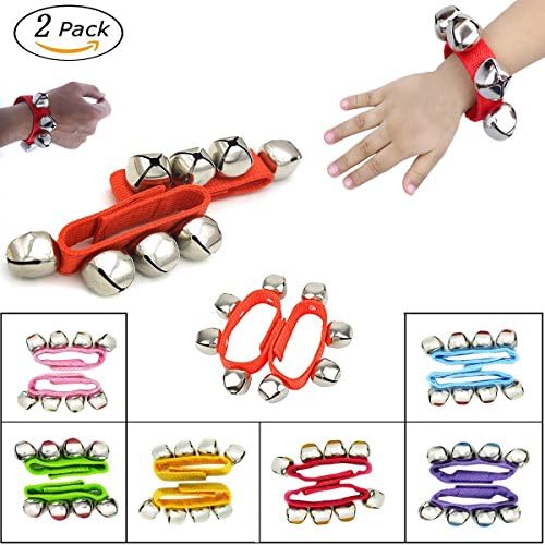 Band Wrist Bells,LLOP Musical Rhythm Toys Wrist Bells and Ankle Bells Wrist Foot Bell Instrument Percussion Orchestra Rattles Toy For Children Kids (2Pcs, Red)