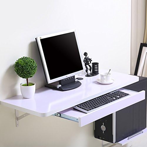 DS Wall table Wood Wall-mounted Desktop Computer Table With Aluminum Brackets Kitchen Dining Desk && (Color : White, Size : 100 * 40cm)