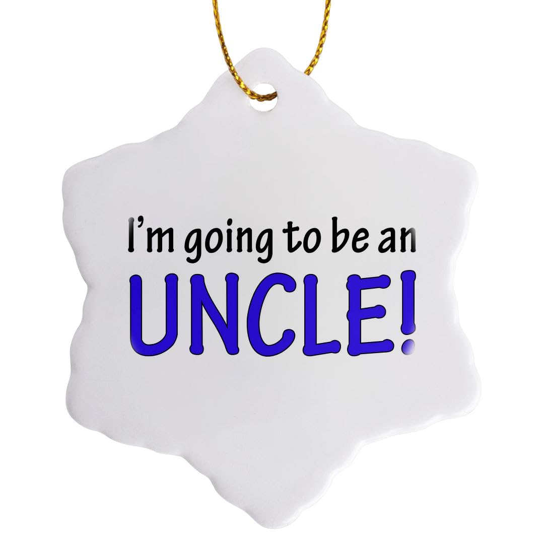 3dRose Im Going to be an Uncle Blue Snowflake Ornament, Porcelain, Multi-Colour, 3-Inch