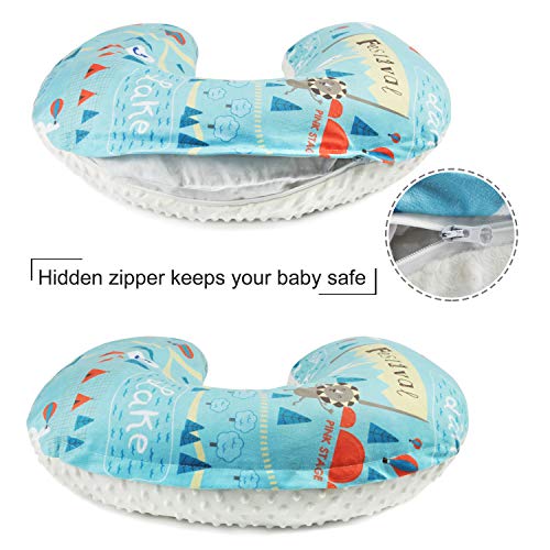 BORITAR Festival Nursing Pillow Slipcover Minky for Boys and Girls, Super Soft Classic Nursing Pillow Cover with White Dotted Backing, Blue