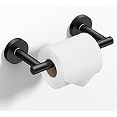 HITSLAM Toilet Paper Roll Holder Matte Black, Double Post Pivoting Toilet Paper Holder Wall Mount, SUS304 Stainless Steel Toi