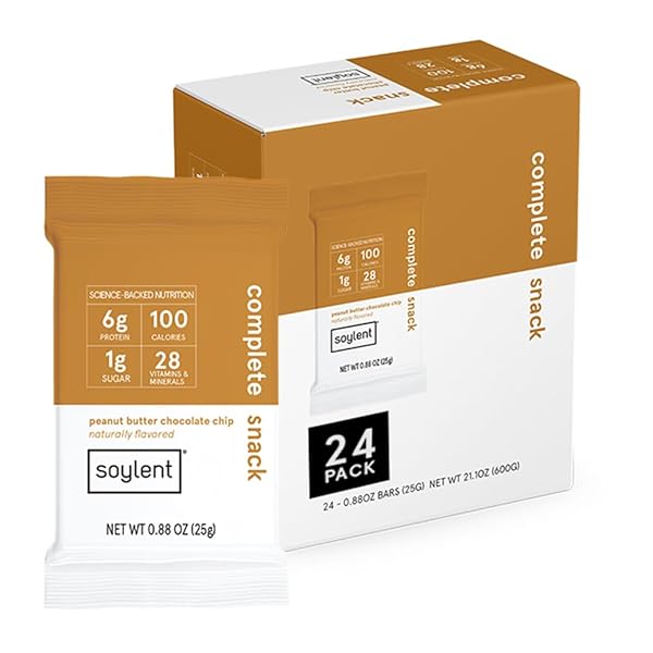SOYLENT SNACK MINI PROTEIN BARS – PEANUT BUTTER CHOCOLATE CHIP, 1G SUGAR, PROTEIN BARS, GLUTEN FREE, 6G OF VEGAN ENERGY – 24 COUNT