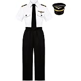 SCYPRUTH Airline Pilot Costume for Kids Captain Pilot Uniform for Career Day Halloween Dress Up Birthday Gifts
