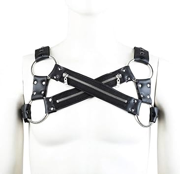 Corsé para hombre Punk Cuero negro Cuerpo humano Correa Arnés ...