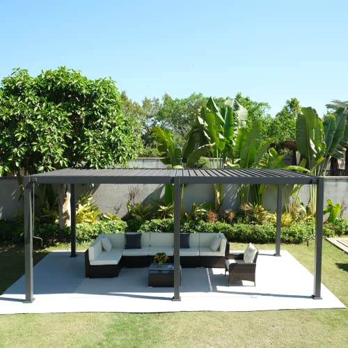 Gardesol Louvered Pergola 10'×20' Aluminum Pergola Rainproof Gazebo
