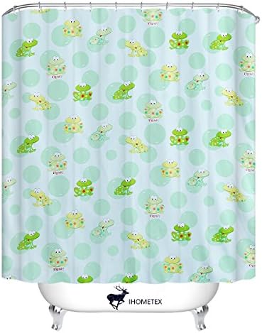 WeMay Waterproof Cute Frog Bathroom Polyester Fabric Curtain With12 Hooks Decorative Shower Curtain,72X72Inches