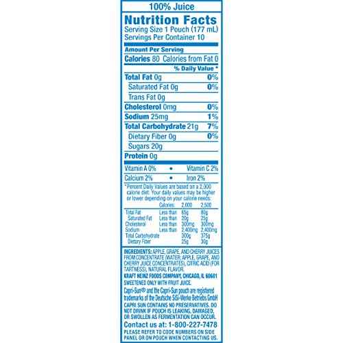 Capri Sun 100% Fruit Punch Juice, 60 Fl. Oz (Pack of 4) - //medicalbooks.filipinodoctors.org