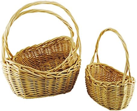 TopherTrading TOPOT Set of 3 Bubble Boat Shape Thick Willlow Handle Basket