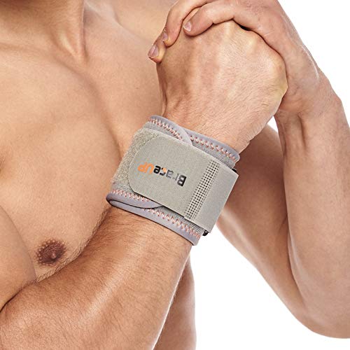 BraceUP® Wrist Compression Strap and Support, One Size Adjustable (Silver), 1 PC