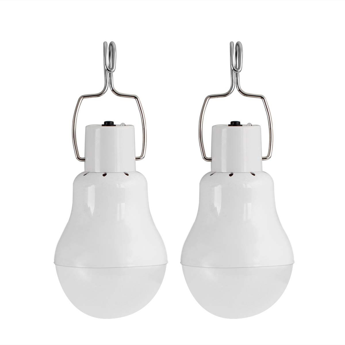 2-Pack Solar LED Light Bulb, Portable Solar Powered Solar Energy Lamp Lantern with 0.8w Solar Panel for Home Emergency Lighting Outdoor Hiking Camping Fishing Tent Garden Survival Kit