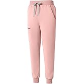 Eadflie Women's Scrub Pants - Jogger Scrubs for Women, Jogger Style with Elastic Waist & Belt, 5 Pockets (1 Zipper Pocket)