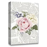 Canvas Wall Art Flower On The Newspaper Canvas Prints Home Artwork Decoration for Living Room,Bedroom - 12x18 inches
