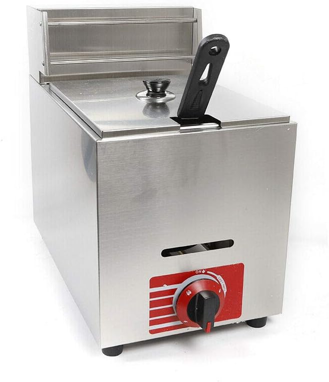 10L Commercial Countertop Gas Fryer Single Basket Propane Deep Fryer Tabletop Restaurant Fryer Kit With Lid And Basket For Restaurant Commercial Frying Various Snack Foods Usa Stock