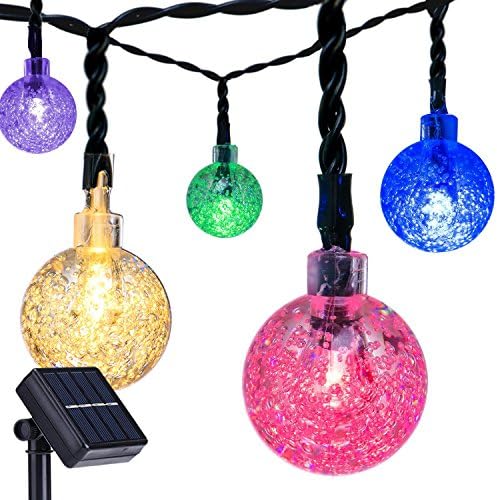 Oledank Solar String Lights Fairy Crystal Ball String Lights Starry Lights for Garden Home Wedding Patio Summer Festival Holiday Party Christmas Indoor Outdoor Use (Multicolor,15Ft , 2 Modes ,30 LED)