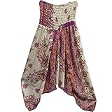 Indian Alibaba Boho Jumpsuit Romper Gypsy Beige/Lilac Paisley Harem Pants