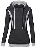 Tunic Hoodies,Timeson Long Sleeve Tunics Tops Casual Hooded Sweatshirt with Pockets Carbon Black XXL