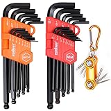 HORUSDY Allen Wrench Set, 32-Pieces Hex Key Set Long Arm Ball End, Inch/Metric and Mini Screwdriver Set - Best Unique Tool Gift for Men