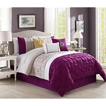 Amazon.com: Pinch Pleat 7 Piece Bedding Royal Purple