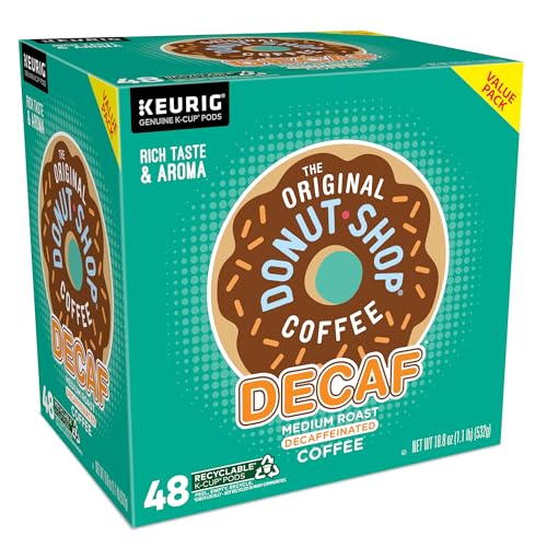 THE ORIGINAL DONUT SHOP DECAF KEURIG SINGLE-SERVE K-CUP PODS, MEDIUM ROAST COFFEE, 48 COUNT