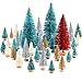 SATINIOR 60 Pieces Artificial Mini Christmas Tree Sisal Snow Trees Bottle Brush Christmas Trees Pine Trees Ornaments with Wooden Base for Christmas Party Home Decoration (6 Sizes, Multicolors)